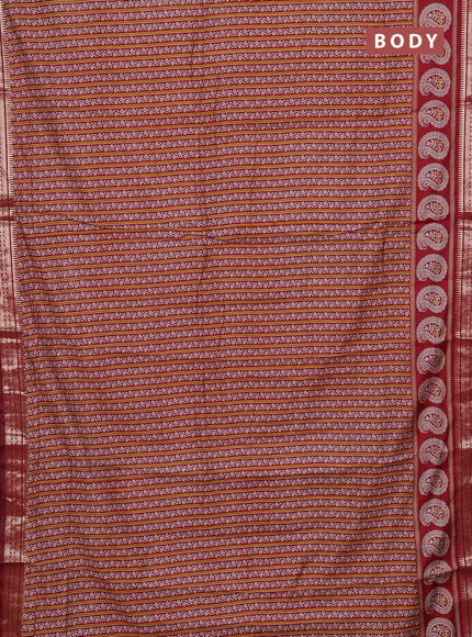 Maroon Semi Maheshwari Cotton Saree