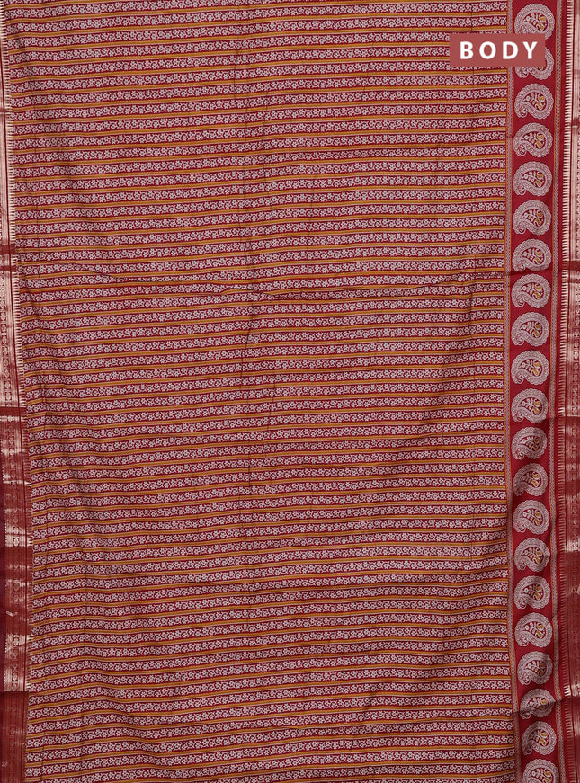 Maroon Semi Maheshwari Cotton Saree