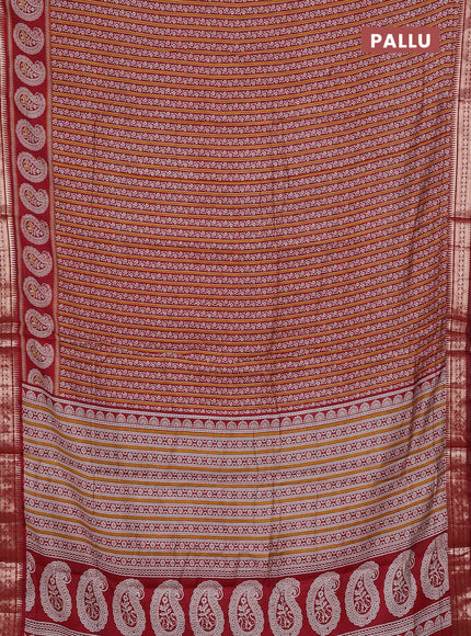 Maroon Semi Maheshwari Cotton Saree