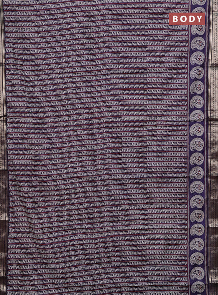 Navy Blue Semi Maheshwari Cotton Saree