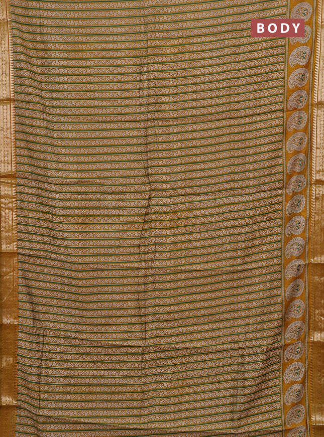 Green & Mustard Yellow Semi Maheshwari Cotton Saree