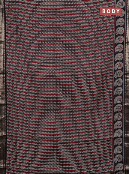 Maroon & Black Semi Maheshwari Cotton Saree