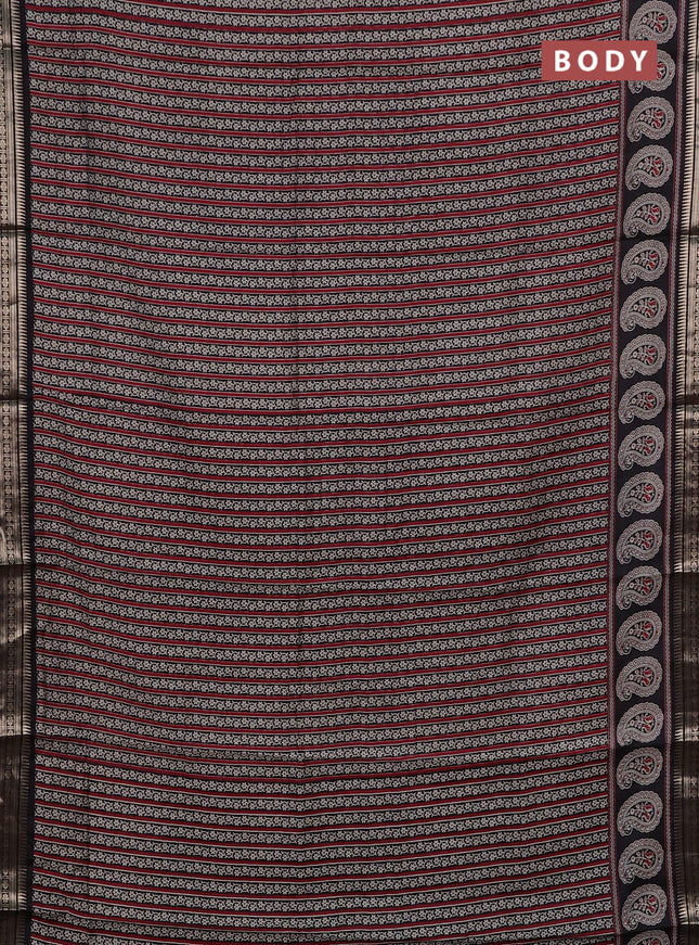 Maroon & Black Semi Maheshwari Cotton Saree