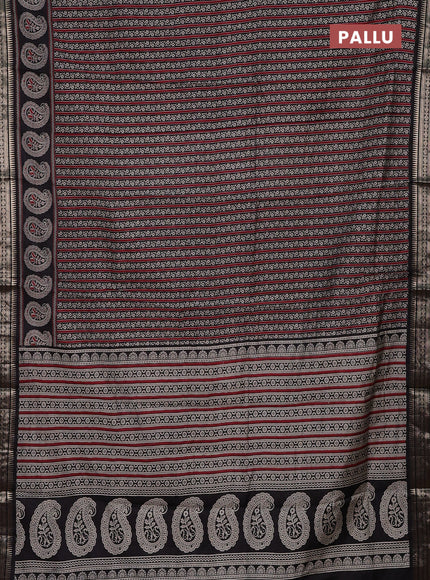 Maroon & Black Semi Maheshwari Cotton Saree