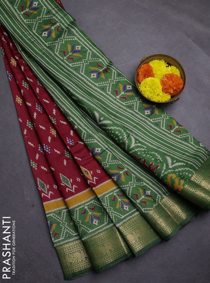 Maroon & Green Semi Maheshwari Cotton Saree