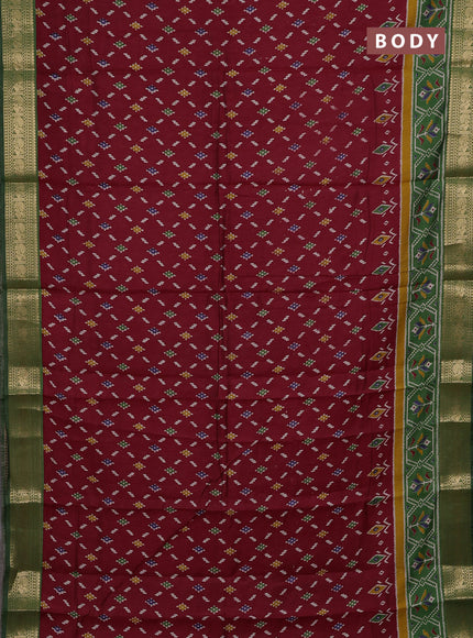 Maroon & Green Semi Maheshwari Cotton Saree