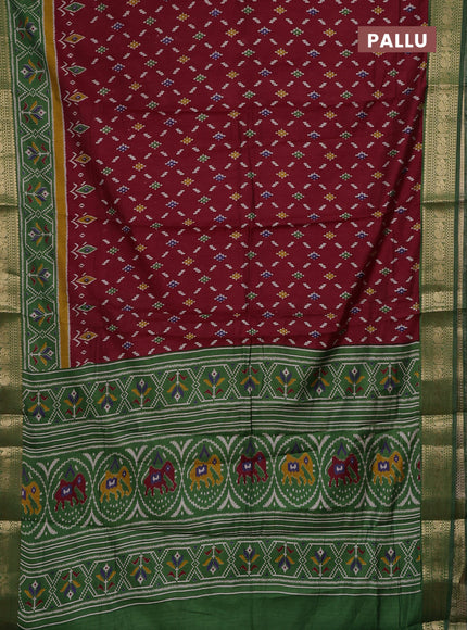 Maroon & Green Semi Maheshwari Cotton Saree