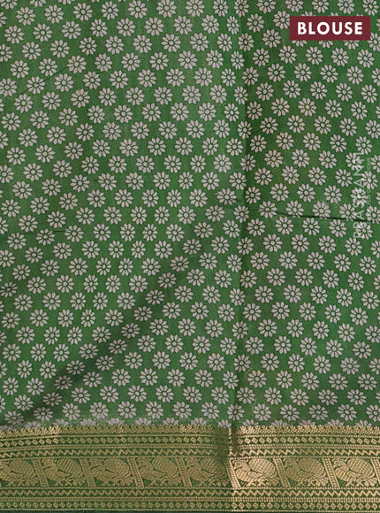 Maroon & Green Semi Maheshwari Cotton Saree