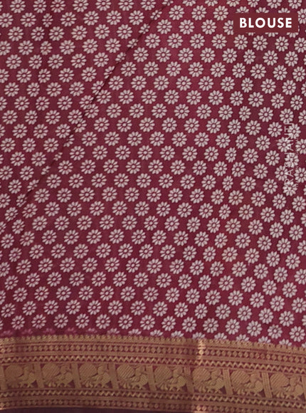 Mustard Yellow & Maroon Semi Maheshwari Cotton Saree