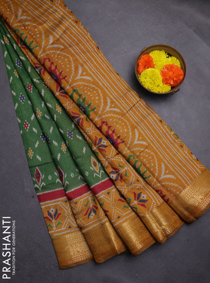 Green & Mustard Yellow Semi Maheshwari Cotton Saree