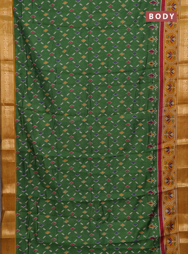 Green & Mustard Yellow Semi Maheshwari Cotton Saree
