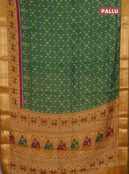 Green & Mustard Yellow Semi Maheshwari Cotton Saree