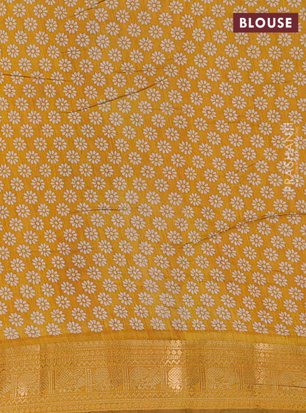 Green & Mustard Yellow Semi Maheshwari Cotton Saree