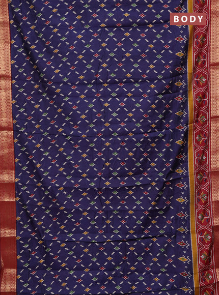Navy Blue & Maroon Semi Maheshwari Cotton Saree