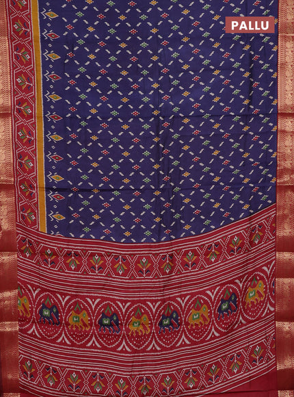 Navy Blue & Maroon Semi Maheshwari Cotton Saree