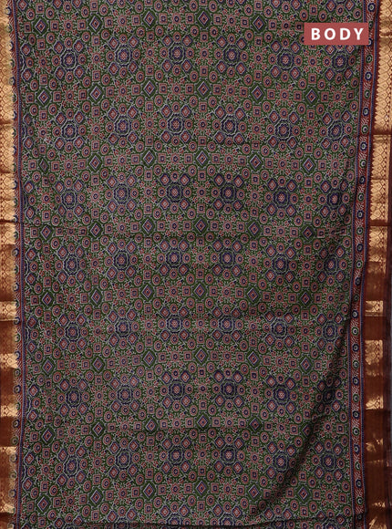 Green & Rust Semi Maheshwari Cotton Saree