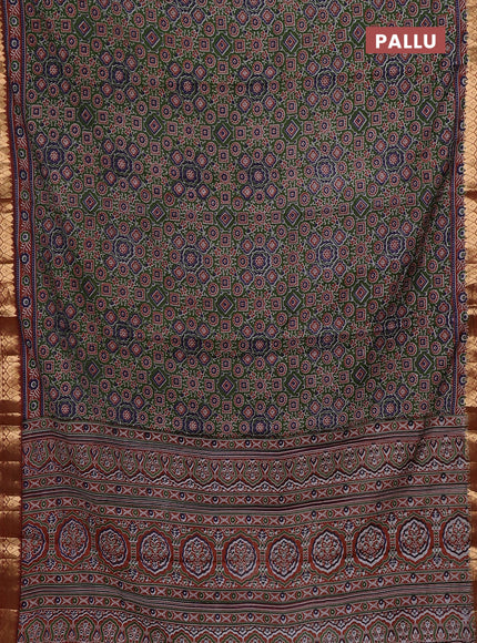 Green & Rust Semi Maheshwari Cotton Saree