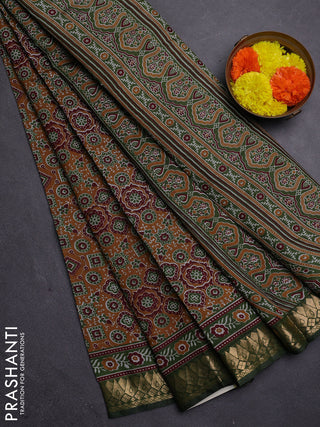 Mustard Yellow & Green Semi Maheshwari Cotton Saree