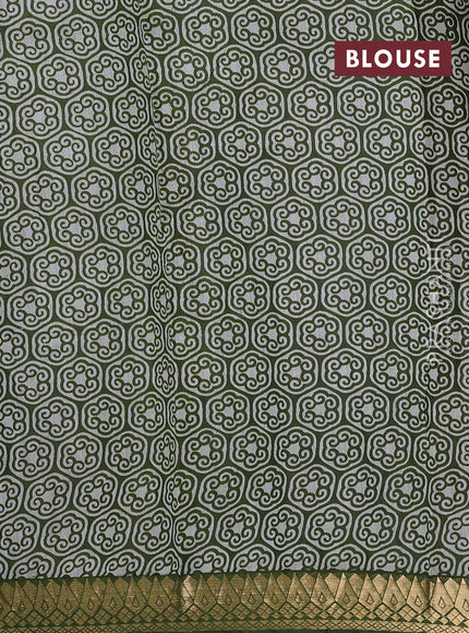 Mustard Yellow & Green Semi Maheshwari Cotton Saree