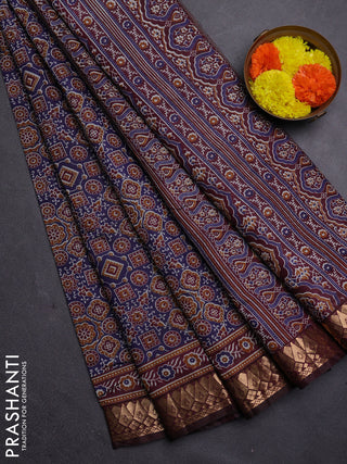 Blue & Maroon Semi Maheshwari Cotton Saree