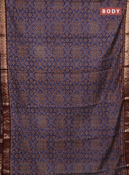Blue & Maroon Semi Maheshwari Cotton Saree