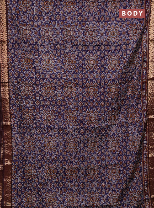 Blue & Maroon Semi Maheshwari Cotton Saree