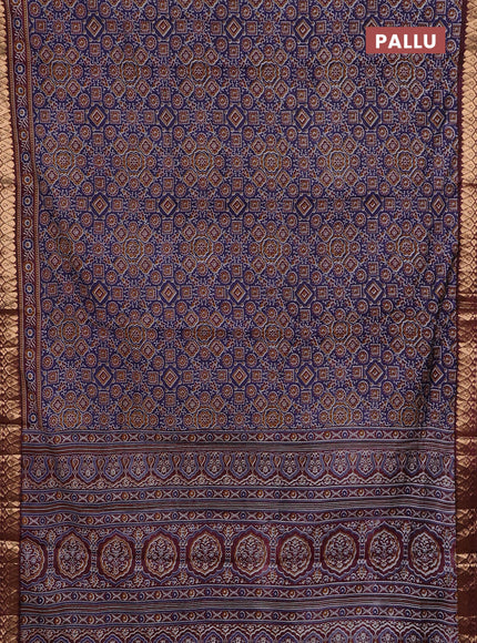 Blue & Maroon Semi Maheshwari Cotton Saree