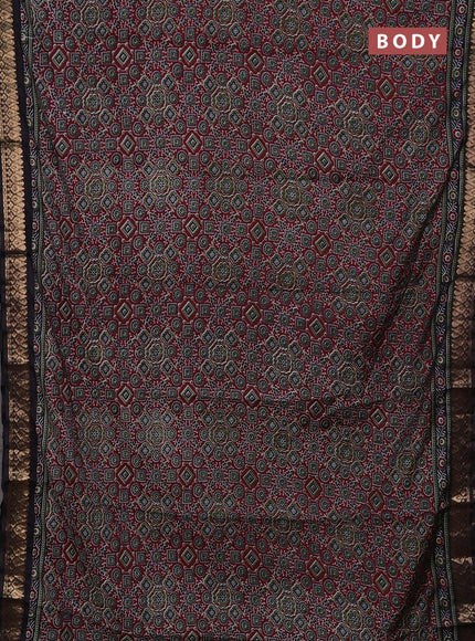 Maroon & Black Semi Maheshwari Cotton Saree