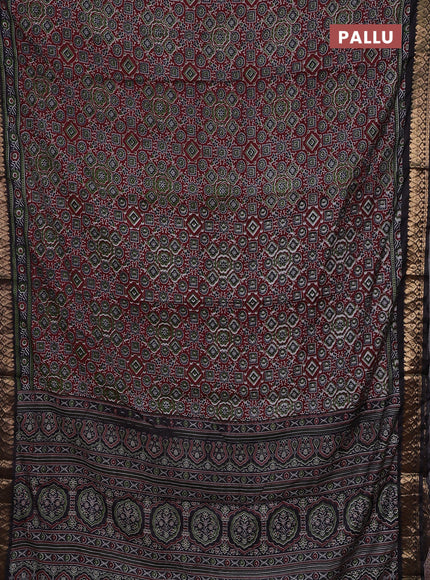 Maroon & Black Semi Maheshwari Cotton Saree