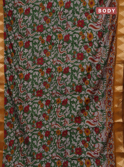 Green & Mustard Yellow Semi Maheshwari Cotton Saree
