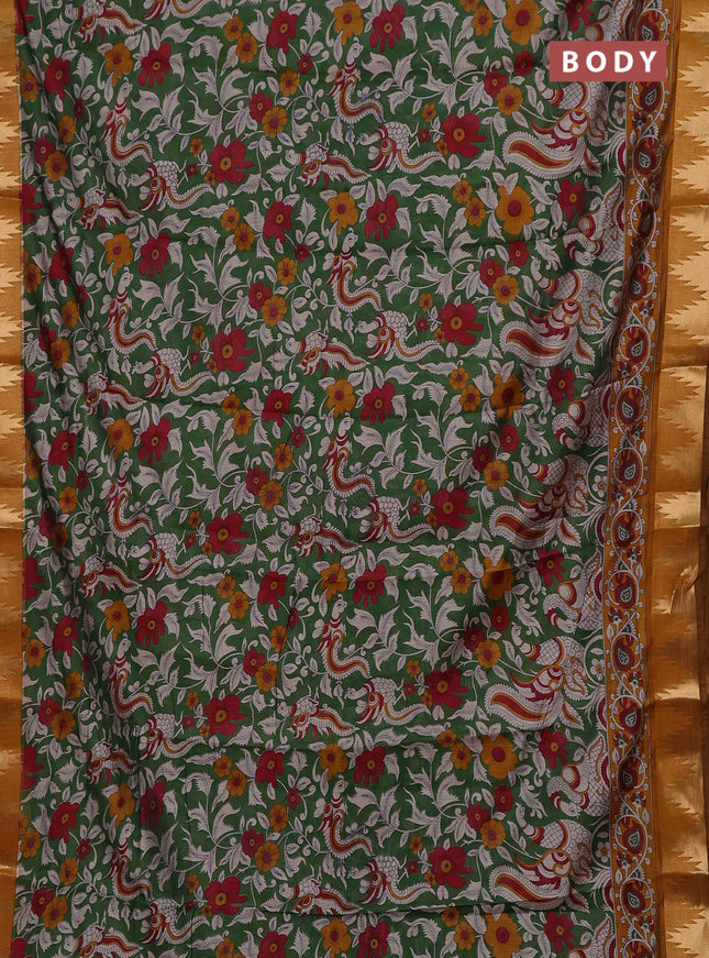 Green & Mustard Yellow Semi Maheshwari Cotton Saree