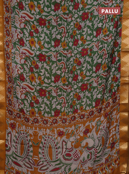 Green & Mustard Yellow Semi Maheshwari Cotton Saree