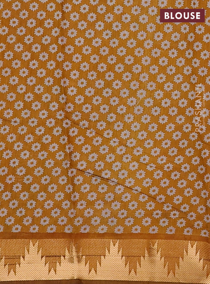 Green & Mustard Yellow Semi Maheshwari Cotton Saree