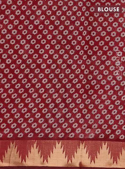 Navy Blue & Maroon Semi Maheshwari Cotton Saree