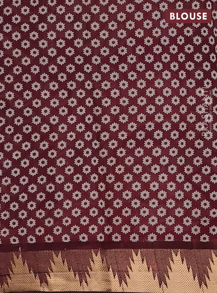 Mustard Yellow & Maroon Semi Maheshwari Cotton Saree