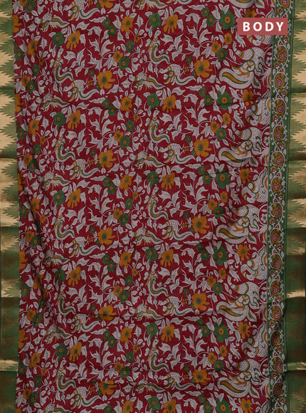 Red & Green Semi Maheshwari Cotton Saree