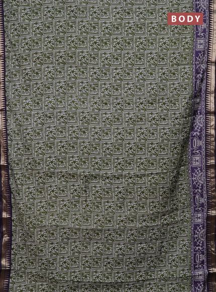 Green & Violet Semi Maheshwari Cotton Saree