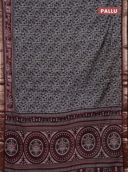 Black & Maroon Semi Maheshwari Cotton Saree