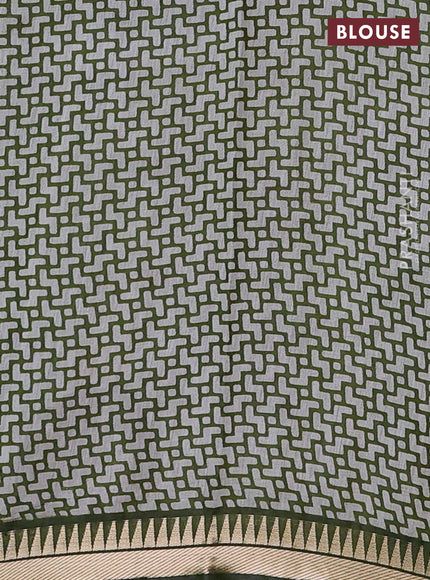 Maroon & Green Semi Maheshwari Cotton Saree