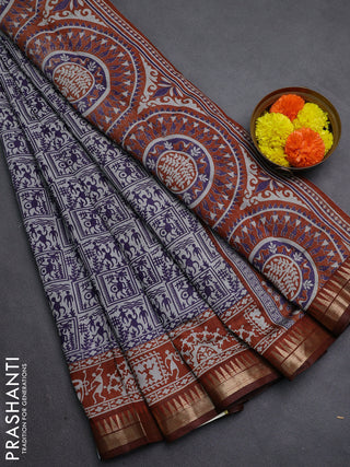 Violet & Rust  Semi Maheshwari Cotton Saree