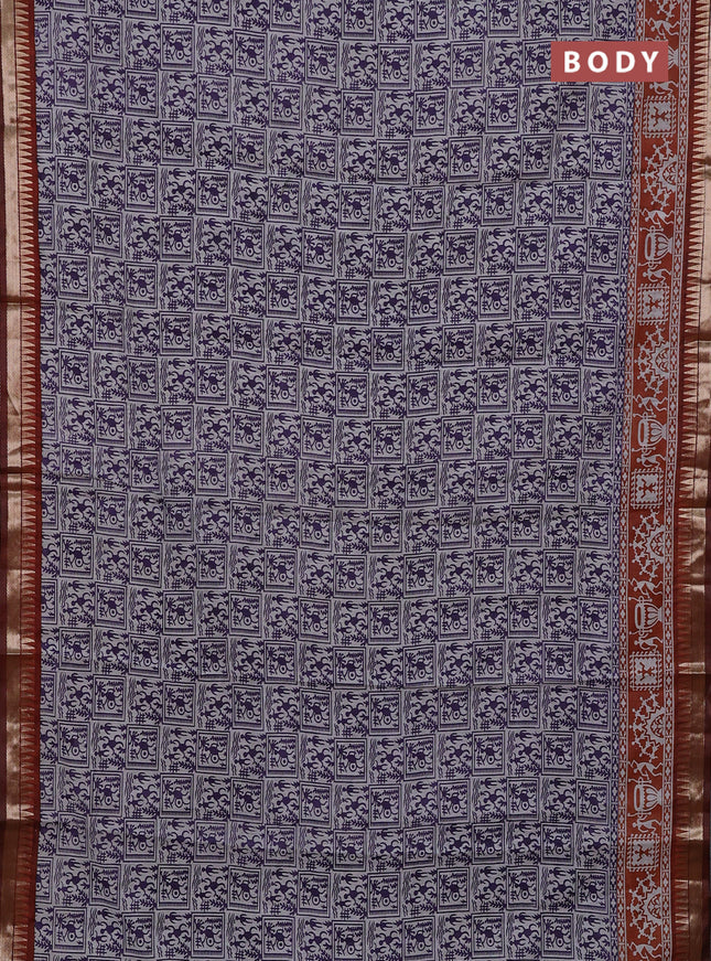Violet & Rust  Semi Maheshwari Cotton Saree