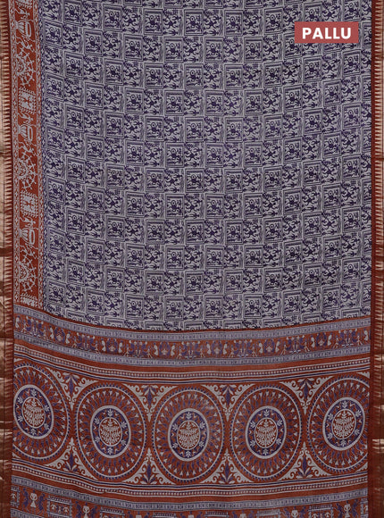 Violet & Rust  Semi Maheshwari Cotton Saree