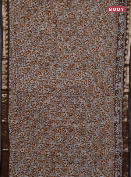 Mustard Yellow & Brown Semi Maheshwari Cotton Saree