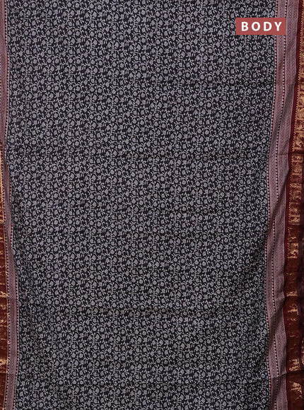 Black & Maroon Semi Maheshwari Cotton Saree