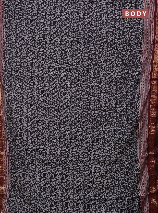 Black & Maroon Semi Maheshwari Cotton Saree