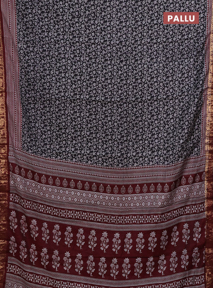 Black & Maroon Semi Maheshwari Cotton Saree