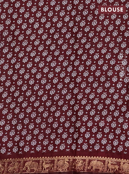 Black & Maroon Semi Maheshwari Cotton Saree