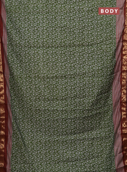 Green & Rust Semi Maheshwari Cotton Saree