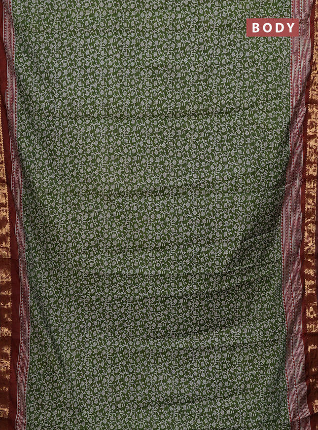 Green & Rust Semi Maheshwari Cotton Saree