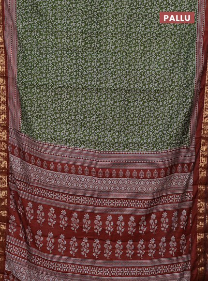 Green & Rust Semi Maheshwari Cotton Saree